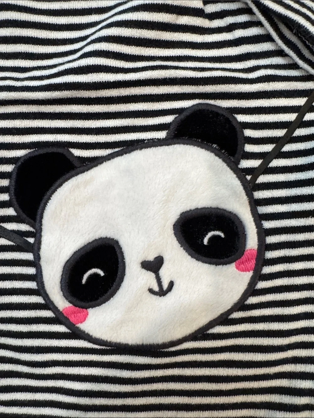 Gymboree Black & White Striped Panda Pocket Deess with Pink Trim